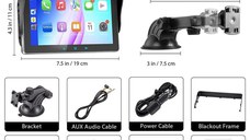 Sistem Multimedia Techstar® Apple Carplay/Android, Ecran tactil, 7 inch 1080P Full HD, Bluetooth, Mirror Link/card