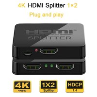 Splitter HDMI 1x2 4K cu Amplificator Staryon® 1 In 2 Out HDMI - Suporta pana la 1080P/60Hz, HDCP 1.4, Suport 3D, Negru - 1