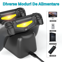 Stand de Incarcare Dubla, 2 x Controller, Compatibilitate PlayStation PS4, Slim, Pro, Incarca Simultan Doua Manete - 4