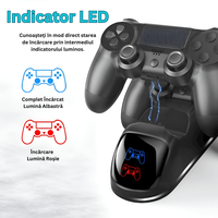 Stand de Incarcare Dubla, 2 x Controller, Compatibilitate PlayStation PS4, Slim, Pro, Incarca Simultan Doua Manete - 8