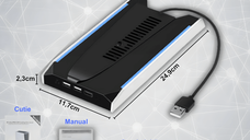 Stand Vertical Racire, Cooler Consola Playstation 5 Slim & Pro Disc/Digital, 3 Viteze, Iluminare LED RGB, 3 Porturi USB