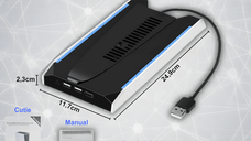 Stand Vertical Racire, Cooler Consola Playstation 5 Slim & Pro Disc/Digital, 3 Viteze, Iluminare LED RGB, 3 Porturi USB