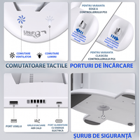 Statie cu ventilator pentru PS5 SLIM, cu 3 moduri de viteza (max 5500RPM ), incarcare  2 controllere, lumina RGB, alb - 9