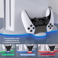 Statie cu ventilator pentru PS5 SLIM, cu 3 moduri de viteza (max 5500RPM ), incarcare  2 controllere, lumina RGB, alb - 6