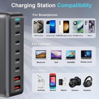 Statie de Incarcare USB 500W GaN PRO 8 in 1, 6 USB-C & 2 USB-A, Staryon®, Negru - 6