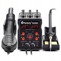 Statie de Lipit 2in1, Putere 700W + 60W, Reglare Temperatura 100°C-500°C, Ecran LCD, 3 Duze Interschimbabile - 3