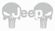 Sticker auto Punisher Jeep, Priti Global, cap de schelet, Alb, 97 x 50 cm