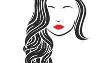 Sticker pentru salon de make-up, fata cu buze rosii, negru-rosu, 70 x 44