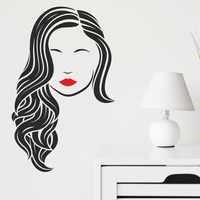 Sticker pentru salon de make-up, fata cu buze rosii, negru-rosu, 70 x 44 - 2