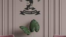 Sticker perete salon de infrumusetare, gentleman barber shop, negru, 57 x 58