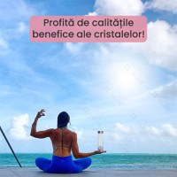 Sticla reutilizabila cu cristale naturale, GlowforHome, capac antiscurgeri, 500 ml, Husa Protectie, Black Obsidian - 8