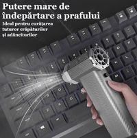 Suflanta Aer si Aspirator Fara Fir Turbo Fan, 2 in 1, portabila, 200W, 130000 RPM, Baterie 8000 mAh, Indepartare Praf - 5