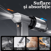 Suflanta Aer si Aspirator Fara Fir Turbo Fan, 2 in 1, portabila, 200W, 130000 RPM, Baterie 8000 mAh, Indepartare Praf - 3