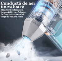 Suflanta Aer si Aspirator Fara Fir Turbo Fan, 2 in 1, portabila, 200W, 130000 RPM, Baterie 8000 mAh, Indepartare Praf - 6