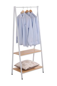 Suport haine metalic Herning, stejar alb si alb, 64x40x150 cm - 5