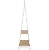 Suport haine metalic Herning, stejar alb si alb, 64x40x150 cm - 4
