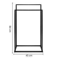 Suport metalic de baie pentru prosoape, cu 2 standuri, 84 cm, negru - 1