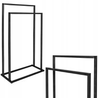 Suport metalic de baie pentru prosoape, cu 2 standuri, 84 cm, negru - 7