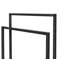 Suport metalic de baie pentru prosoape, cu 2 standuri, 84 cm, negru - 8