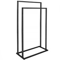 Suport metalic de baie pentru prosoape, cu 2 standuri, 84 cm, negru - 6