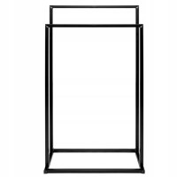 Suport metalic de baie pentru prosoape, cu 2 standuri, 84 cm, negru - 2