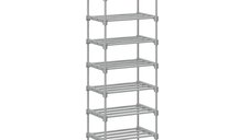 Suport pantofi metalic cu 10 niveluri, design ajustabil, 30x45x174cm, gri