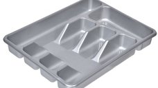 Suport pentru tacamuri gri, 5 compartimente, din plastic durabil