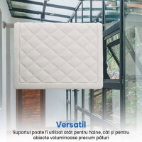 Suport retractabil si pliabil pentru umerase GlowforHome, 84 cm lungime maxima, 3 segmente, 18 carlige,  aluminiu, negru - 8