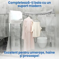 Suport retractabil si pliabil pentru umerase GlowforHome, 84 cm lungime maxima, 3 segmente, 18 carlige,  aluminiu, negru - 1
