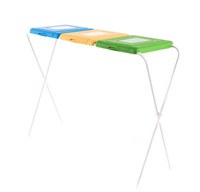 Suport saci menajeri, colectare selectiva, 3 compartimente, verde-galben-albastru, JOTTA Flipo - 1