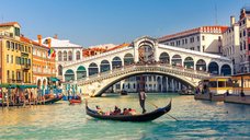 Tablou canvas Rialto Bridge, Venice, gondola