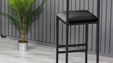 Taburet de bar, Hanah Home, metal, negru, 35x35x84 cm