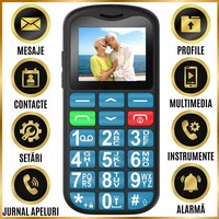 Telefon Mobil pentru Seniori CZAY®, Meniu Romana si Maghiara, Butoane Mari, Autonomie 7 Zile, Volum Mare, Buton SOS, 2G - 2
