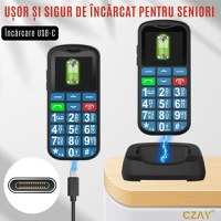 Telefon Mobil Seniori cu Taste Mari CZAY, 4G, Meniu in Limba Romana, Volum Mare, Buton SOS, Autonomie 7 Zile, Albastru - 8