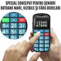 Telefon Mobil Seniori cu Taste Mari CZAY, 4G, Meniu in Limba Romana, Volum Mare, Buton SOS, Autonomie 7 Zile, Albastru - 2