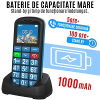 Telefon Mobil Seniori cu Taste Mari CZAY, 4G, Meniu in Limba Romana, Volum Mare, Buton SOS, Autonomie 7 Zile, Albastru - 6