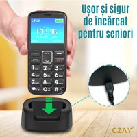 Telefon Mobil Seniori Taste Mari CZAY®, Meniu Limba Romana, Ecran Foarte mare, Camera Foto,Volum Puternic, 2G,Lanterna - 3