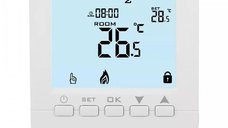 Termostat Techstar® TH-06, Ecran Digital, Incastrabil, 16A, 3500W, Alimentare 220V, Senzor Pardoseala, Alb