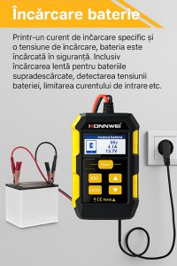 Tester Baterie Auto KONNWEI KW510, Testare CCA, Incarcare, Reparatie, Suport 12V, Rezistenta, SOH, SOC, Test Ripple - 18