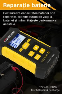 Tester Baterie Auto KONNWEI KW510, Testare CCA, Incarcare, Reparatie, Suport 12V, Rezistenta, SOH, SOC, Test Ripple - 1