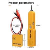 Tester continuitate cablu, Detector scurt circuit - intrerupt, Husa protectie si 2 baterii 9V incluse, Galben - 5