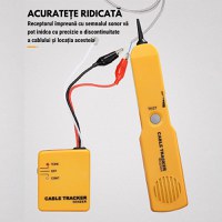 Tester continuitate cablu, Detector scurt circuit - intrerupt, Husa protectie si 2 baterii 9V incluse, Galben - 1