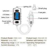 Tester Curent Auto Techstar® CNPJ-611, Cu Afisaj LCD Iluminat, Detectie Sigurante, Precizie ±2% - 2