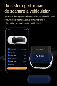 Tester Diagnoza Auto OBD2 Techstar DA200 cu Aplicatie AI, Resetare Coduri Eroare, Date in Timp Real, Compatibil - 9