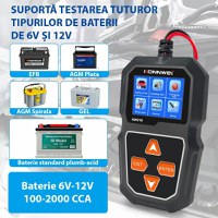Tester Profesional Pentru Baterii Auto, Konnwei KW218, 6V - 12V, Display 2,4 Inch, Graficul Tensiunii, 100-2000 CCA - 7