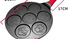 Tigaie Clatite , 7 Forme Animale, Din Aluminiu cu Acoperire Antiaderenta, Diametru Tigaie 26cm, Diametru Clatita 7.5