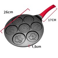 Tigaie Clatite , 7 Forme Animale, Din Aluminiu cu Acoperire Antiaderenta, Diametru Tigaie 26cm, Diametru Clatita 7.5 - 1