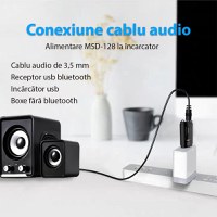 Transmitator receptor auto Techstar® M128, Bluetooth 5.0, Port USB, AUX 3.5 mm, Conectare la sistemul audio auto, Negru - 7