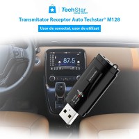 Transmitator receptor auto Techstar® M128, Bluetooth 5.0, Port USB, AUX 3.5 mm, Conectare la sistemul audio auto, Negru - 4
