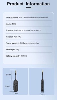Transmitator si Receptor Audio Techstar M126 cu Bluetooth 5.4, Wireless, Portabil, Compatibil TV, PC, Boxe, Casti, Aux - 6